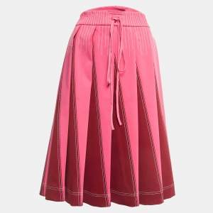 Valentino Pink/Red Knit Pleated Ponte Skirt M