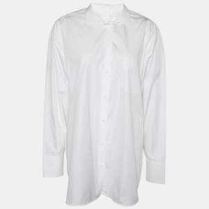 Pre Owned Valentino White Cotton Side Slit Detail Oversized Shirt M