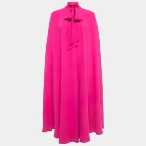 Valentino Pink Silk Knot Detail Long Cape M