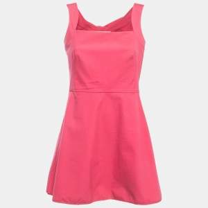 Pre Owned Valentino Techno Couture Pink Cotton Bow Detailed Sleeveless Mini Dress M 