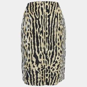 مملوكة مسبقًا Valentino Beige Animal Skin Jacquard Knee Length Skirt M