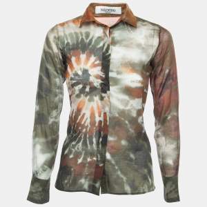 Pre Owned Valentino Multicolor Tie-Dye Print Cotton Buttoned Full Sleeve Shirt S