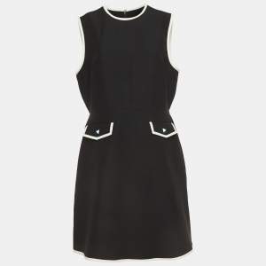 Pre Owned Valentino Black Crepe Stud Button Detail Couture Dress XL