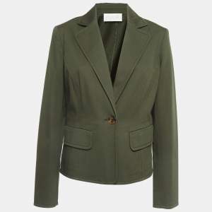Valentino Vintage Green Cotton Twill Single Breasted Blazer L