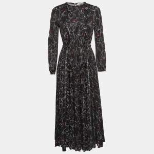 Valentino Black Printed Jersey Midi Dress XS