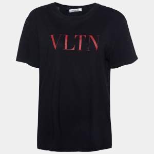 Valentino Black VLTN Print Cotton Crew Neck T-Shirt M