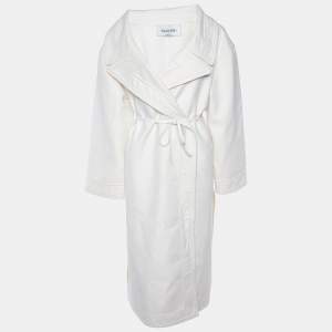 Valentino Cream Wool Belted Double Breasted Coat M
