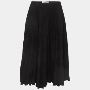 Valentino Black Pleated Crepe Midi Skirt S