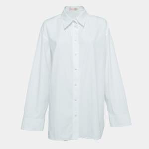 Valentino White Cotton Long Sleeve Oversized Shirt M