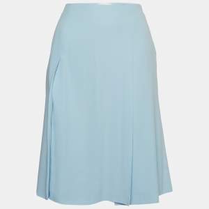 Valentino Roma Blue Pleated Crepe Flared Midi Skirt S