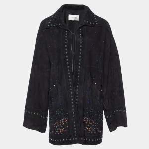 Valentino Black Suede Stud Embellished Jacket M