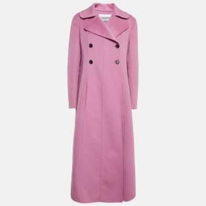 Valentino Pink Wool Double Breasted Long Coat L