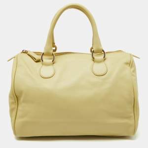 Valentino Yellow Leather Zip Boston Bag