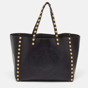 Valentino Black Leather Gryphon Zodiac Studded Tote