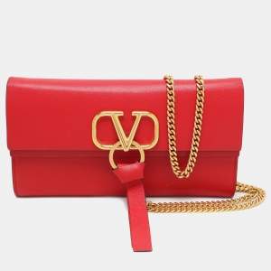 Valentino Red Leather VRing Shoulder Bag