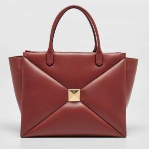 Valentino Brick Red Leather One Stud Tote