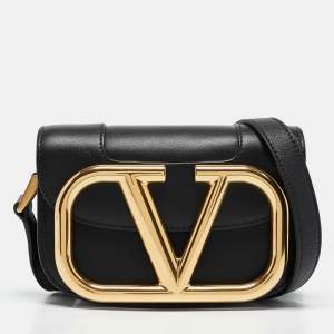 Pre Owned Valentino Black Leather Small Supervee Crossbody Bag