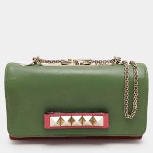 Pre Owned Valentino Multicolor Leather Rockstud Va Va Voom Chain Clutch