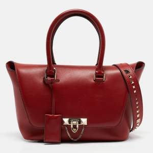 Pre Owned Valentino Red Leather Demilune Tote