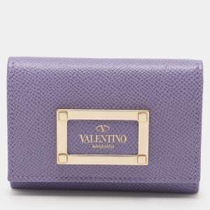 Pre Owned Valentino Purple Leather Card Case