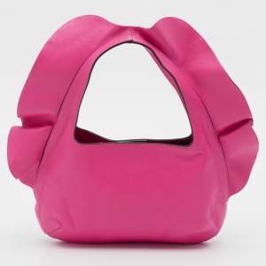 Valentino Fuchsia Leather Rouches Atelier 04 Hobo