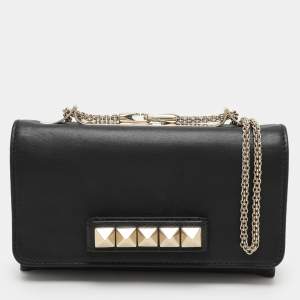 Pre Owned Valentino Black Leather Va Va Voom Shoulder Bag
