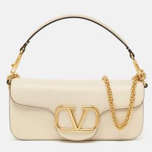 Valentino Off White Leather Loco Flap Shoulder Bag