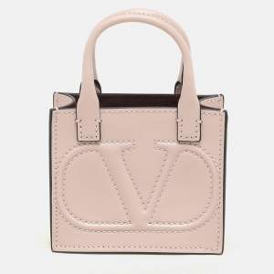 Valentino Garavani Blush Pink Leather Mini VLogo Walk Pouch