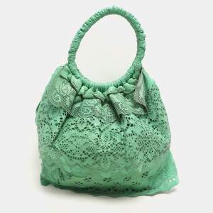 Valentino Light Green Laser Cut Leather Laceland Hobo