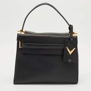 Valentino Black Leather Medium My Rockstud Top Handle Bag