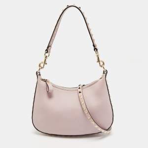 Valentino Pink Leather Rockstud Zip Crossbody Bag