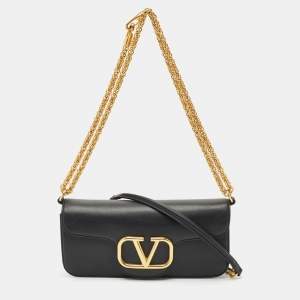 Valentino Black Leather Loco Flap Shoulder Bag