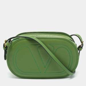 Valentino Green Leather Logo Go Crossbody Bag