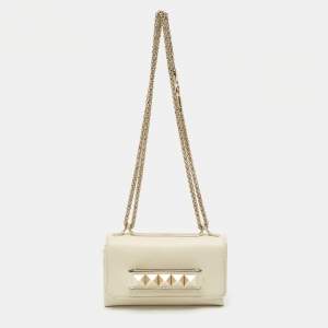 Valentino Ivory Leather Mini Va Va Voom Chain Clutch