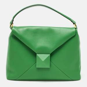 Valentino Green Leather Maxi One Stud Hobo