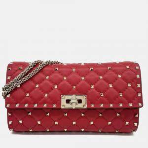 مملوكة مسبقًا Valentino Red Leather Rockstud Chain Crossbody Bag