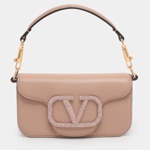 Pre Owned Valentino Rose Cannelle Leather Small Loco Shoulder Bag