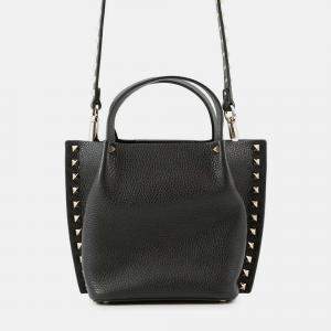 Pre Owned Valentino Garavani Rockstudded Tote Bag Black Leather