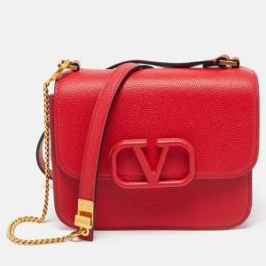 Pre Owned Valentino Red Leather VSling Shoulder Bag