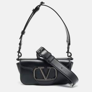 Pre Owned Valentino Loco Black Small Leather Shoulder Bag