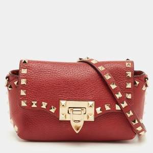 مملوكة مسبقًا Valentino Rockstud Red Leather Crossbody Bag