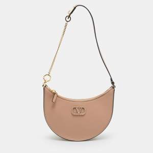 Pre Owned حقيبة فالنتينو شعار V صغيرة جلد بيج