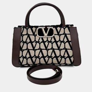 Pre Owned Valentino Twill Iconograph Tote and Shoulder Bag