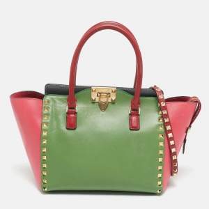Pre Owned Valentino Rockstud Trapeze Small  Multicolor Leather Tote
