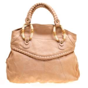 Pre Owned Valentino Beige Leather Braided Tote