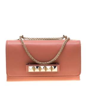 Pre Owned Valentino Pink Leather Va Va Voom Chain Shoulder Bag