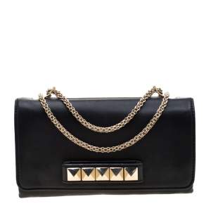 Pre Owned Valentino Black Leather Va Va Voom Chain Shoulder Bag