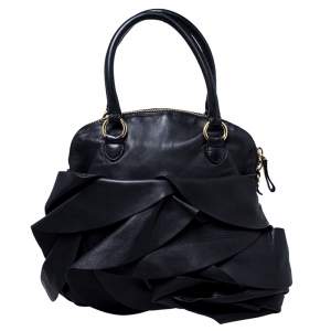 Pre Owned Valentino Black Leather Petale Dome Satchel