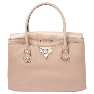 Pre Owned Valentino Beige Leather Rockstud Tote