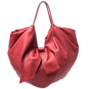 Pre Owned Valentino Red Leather 360 Bow Hobo